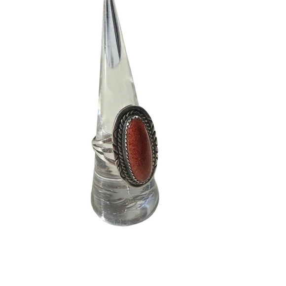 Signed C Spencer Sterling Navajo Native American Spiny Oyster Cab Ring Size 8.5 - Picture 8 of 16